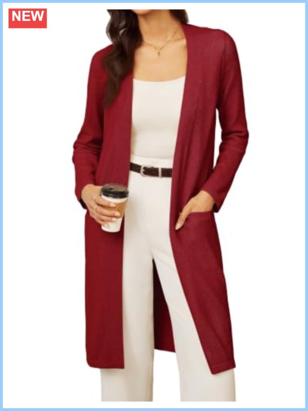 Women's Cardigan Sweater Long Duster Coat Open Front with Pockets - Knit Fall
